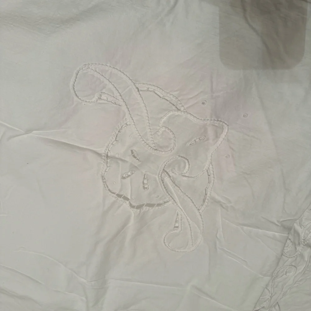 Vintage Scalloped Edge Raffle Cotton 3ps Set Duvet & 2 Shams